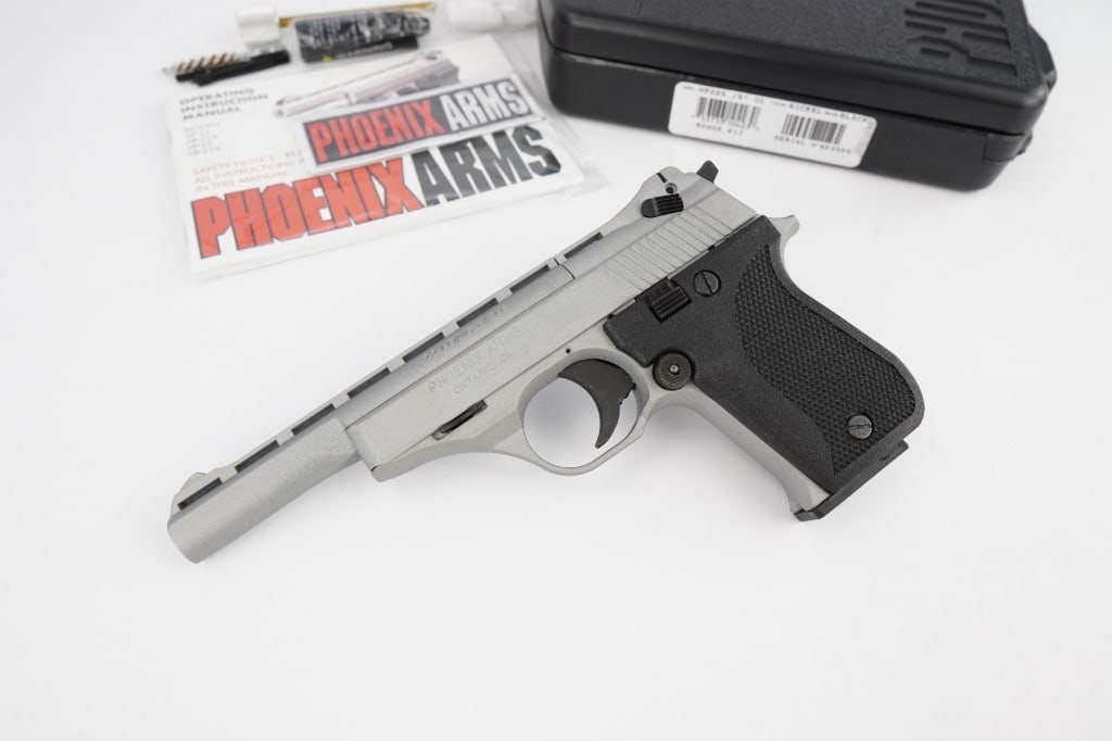 PHOENIX ARMS HP22A .22LR: Phoenix Arms Model HP22A is a single action semi-auto .22LR caliber pistol with a staggered 10-round magazine. This pistol is in excellent condition and shows minor signs of use and ware. The pistol i