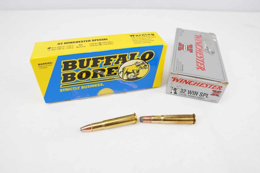 Misc Ammo Misc 32 Winchester Specia: 1 Box Winchester, 1 Box Buffalo Bore 40 Rounds Total please see photos.