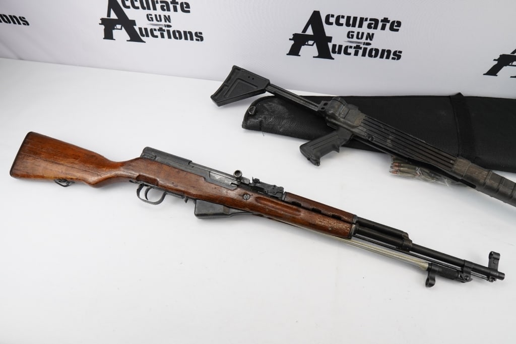 Chi-Com SKS 7.62x39: Original Chi-Com Vietnam Era Military Surplus Type 56 Chinese SKS Rifle chambered in 7.62x39 and features a 20” barrel with spike bayonet. The rifles wood stock is in fair condition but it does