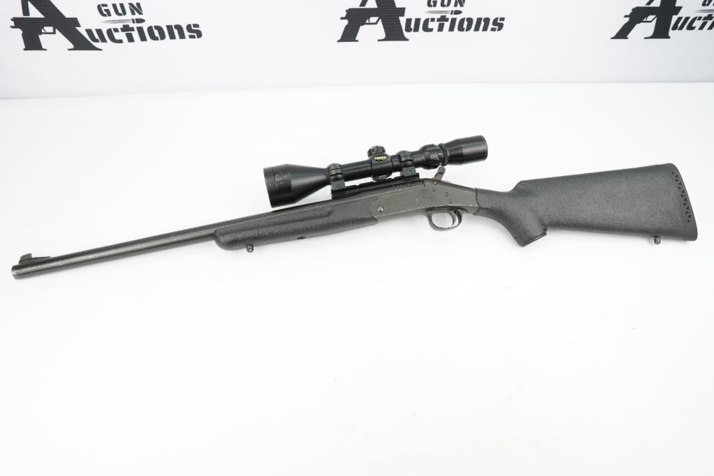 New England Firearms Handi Rifle SB2 .45-70 Govt: This New England Firearms Handi Rifle SB2 is chambered in .45-70. Some consider single shot rifles to be more reliable and safe, free of the worry of a jammed round. This Handi RIfle has a fixed front