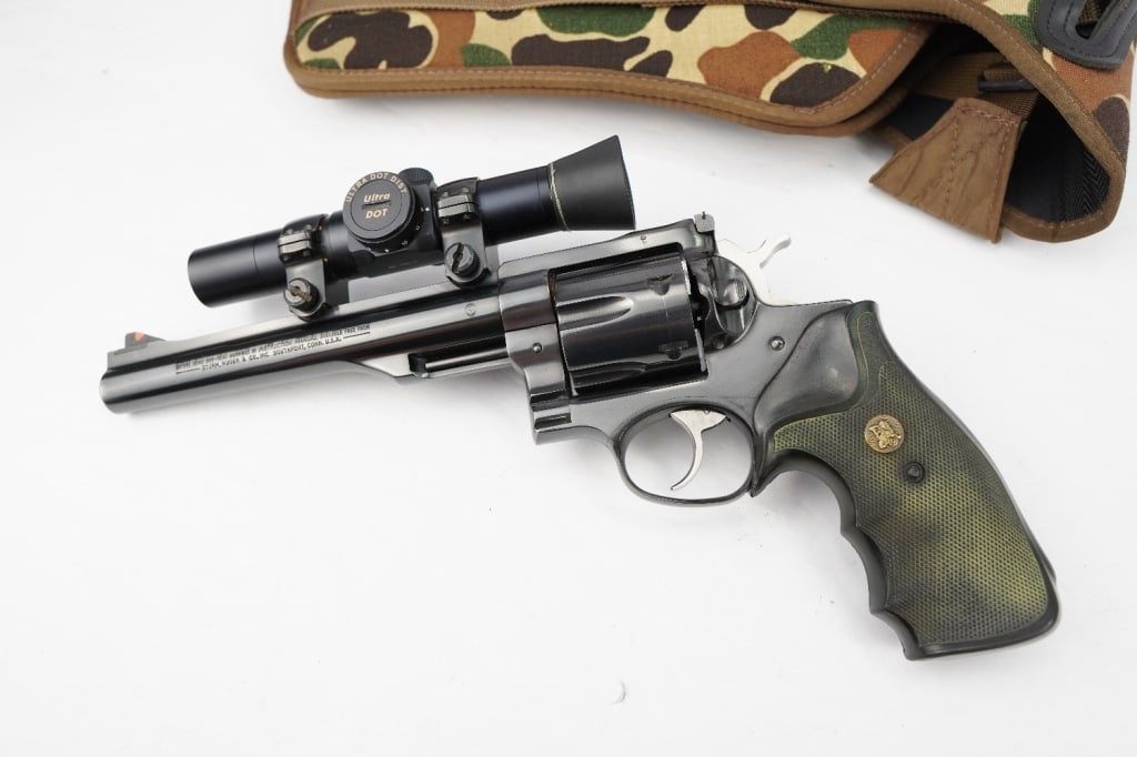 Ruger REDHAWK .44 MAGNUM: The Ruger Redhawk 44 Rem Mag features dual chambering for .44 magnum models, which also accept factory .44 special cartridges. The rugged stainless steel construction with no side plates, is designed 