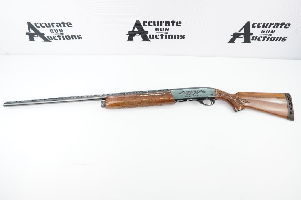 Remington 1100 MAGNUM 12 GA: This Remington 1100 Magnum is a gas-operated semi-automatic 12-gauge shotgun designed only to handle 3-inch magnum shells. A 28-inch barrel is adorned with a bead front sight to aid in quick target ac