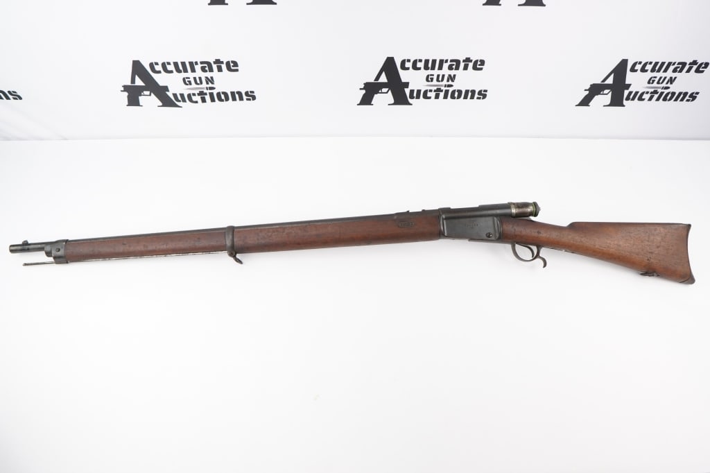 Waffenfabrik Bern 81 10.4x38: This is the Mauser Model 1881 (M.81) military rifle S/N 222556 shown on the barrel , receiver, bolt, and on the floor of the carrier. There is an "M '' inside a shield stamped into the right side of t