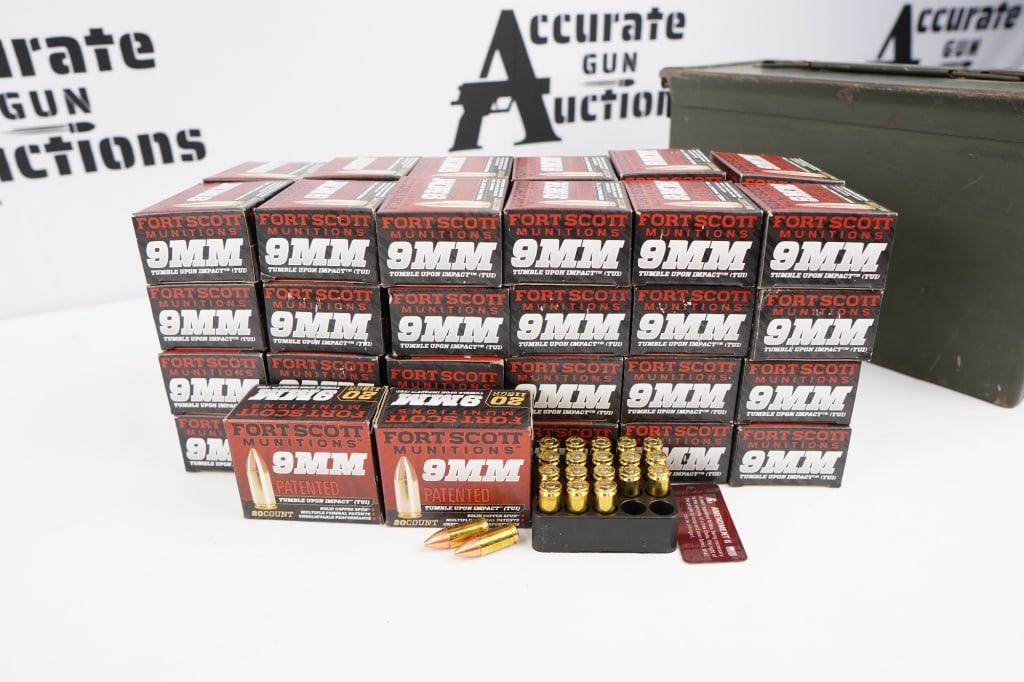 Fort Scott Munitions 1000 Rounds 9mm: Fort Scott Munitions Tumble Upon Impact ammunition is an all in one designed cartridge. The TUI bullets are machined from solid copper or brass rods on a CNC lathe. TUI ammo tumbles end over end when 