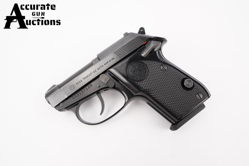 Beretta Tomcat-32 .32 Auto: The Beretta 3032 Tomcat Inox is tiny, sized like an average cell phone. With its snag-free lines, it can be tucked in any kind of holster or pocket. This Pistol is chambered in .32 Auto and is in Very