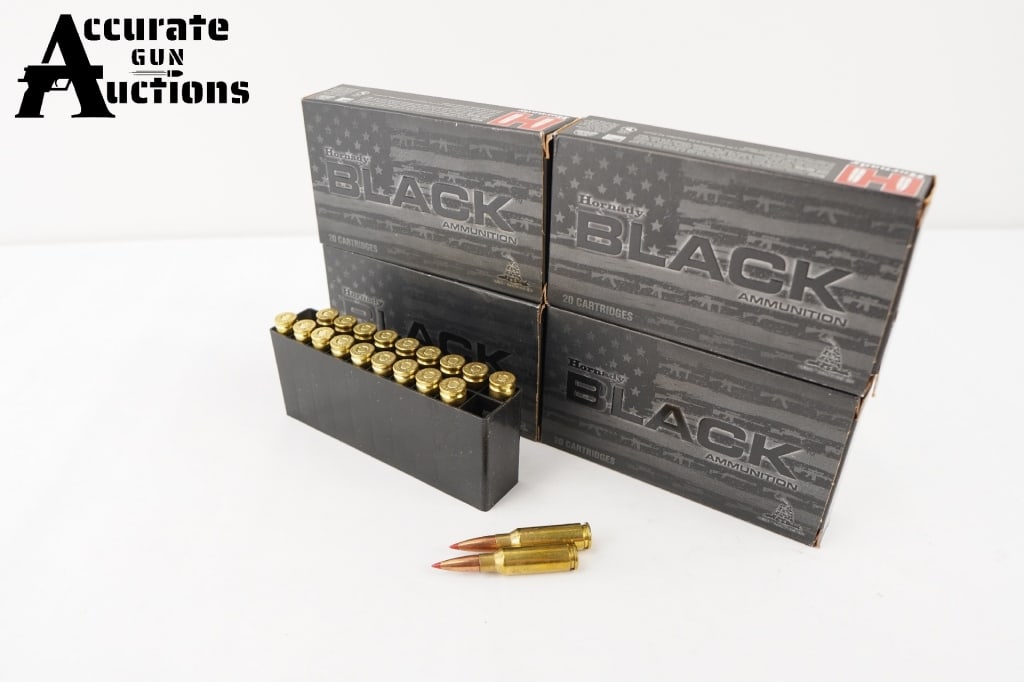 Hornady 80 Rounds 6.5 Grendel: 4 boxes of (20) rounds of Hornady Black 123 GR ELD Match 6.5 Grendel ammo. Please see photos.