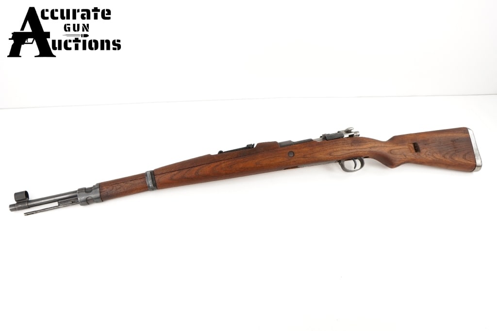 Yugoslovian M48 8mm: The Zastava M48 is a post World War II Yugoslav version of the Belgian designed M24 series with some influence from German Karabiner 98k. The rifle is stamped ? HPJ? and ?NPEAY3EKE 44? on the left of