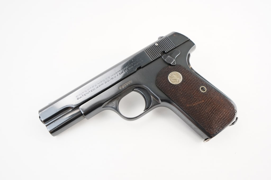 Colt 1903 Hammerless .32 Rimless: Manufactured in 1928. During their 42-year manufacturing run?1903 to 1945?more than half a million of these pistols were made. The 1903 Colt was quite popular among businessmen,military officers and c