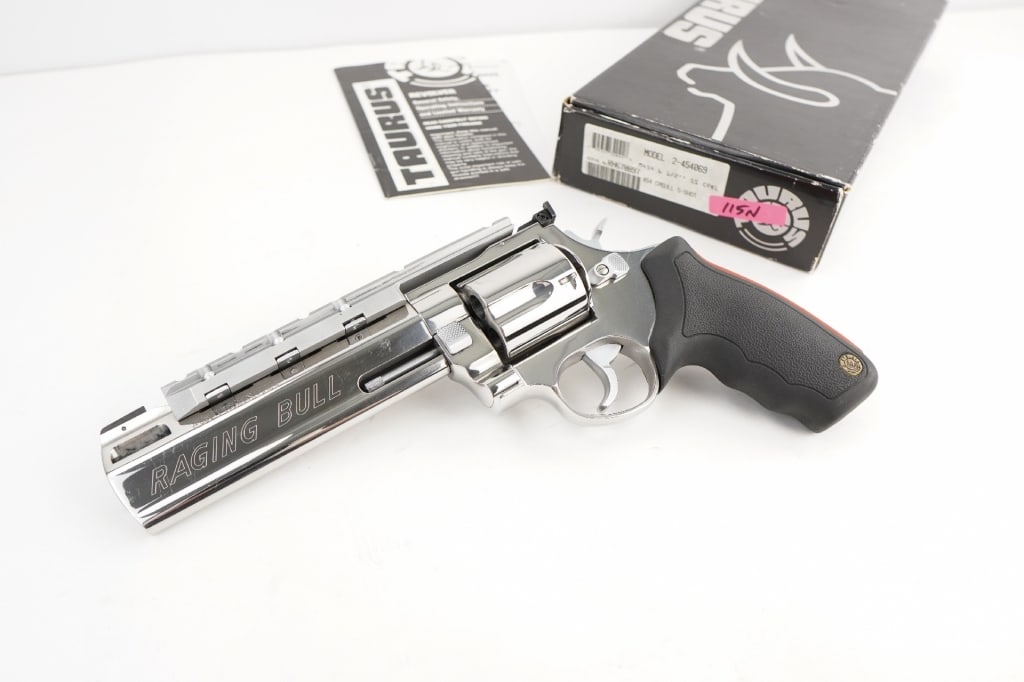 Taurus Raging Bull .454 Casull: Winner of the 2019 American Hunter Handgun of the Year Golden Bullseye Award, the Taurus Raging Bull is a next-generation, big-bore revolver that's first in innovation-and built to last. A fun and eff