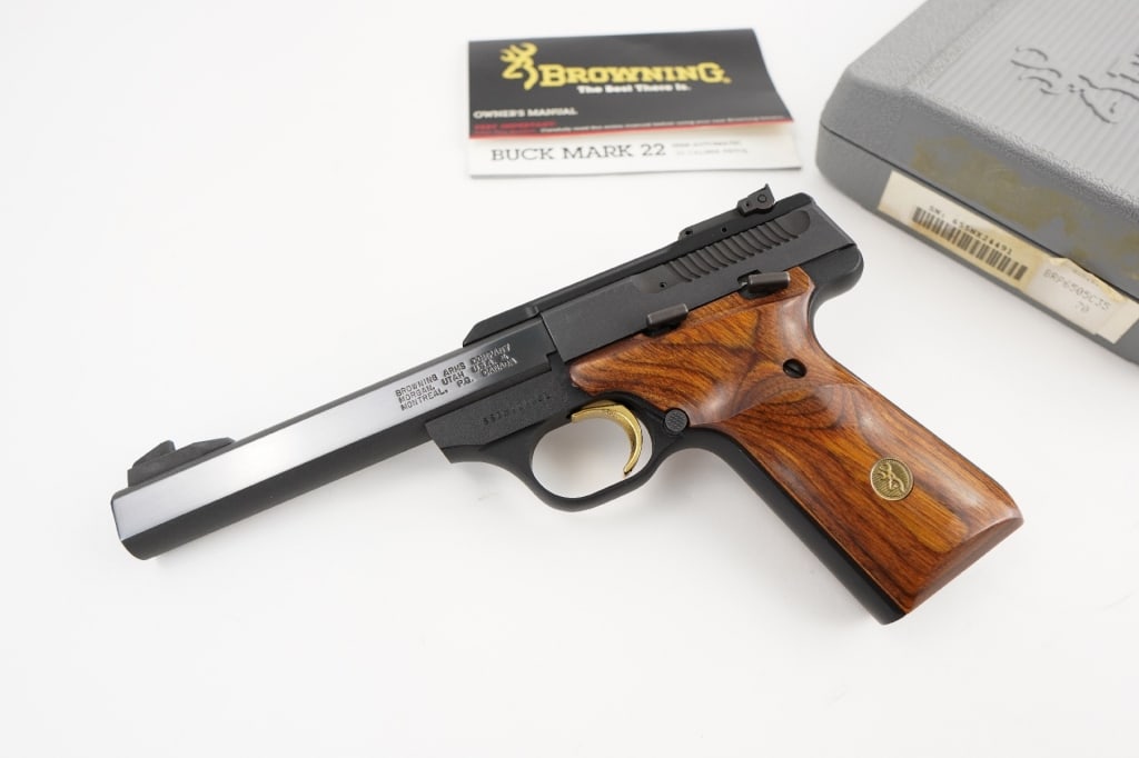 Browning Buck Mark .22 LR: The Browning Buck Mark is a semi-automatic pistol, made by the Browning Arms Company and chambered for the .22 Long Rifle cartridge. It has been produced since 1985. The Buck Mark replaced both the Ch