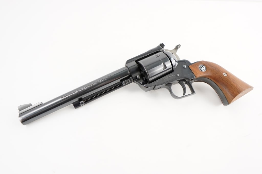Ruger New Model Super Blackhawk .44 MAG: 44 Rem Mag, 7.5”, Manufactured in 1982, Single Action Revolver model: 0802 features the traditional western-style, hand-filling grip that has long been acknowledged as one of the most comfortabl