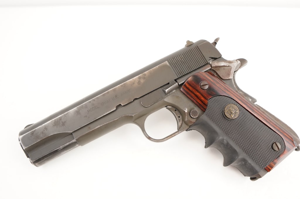 Auto Ordnance 1911A1 US Army .45 ACP: The Auto-Ordnance 1911A1 series incorporates GI specs, and features a matte black finished frame, barrel, and slide. Chambered in .45 ACP and featuring a 5 inch barrel, this pistol is sold with one ma