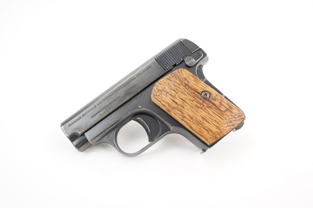 Fabrique Nationale Baby Browning .25: The 1931 Fabrique Nationale (FN) Baby Browning is a small blowback-operated semi-automatic pistol designed by Belgium-born Dieudonné Saive chambered in .25 ACP. The pistol features a six-round magazi