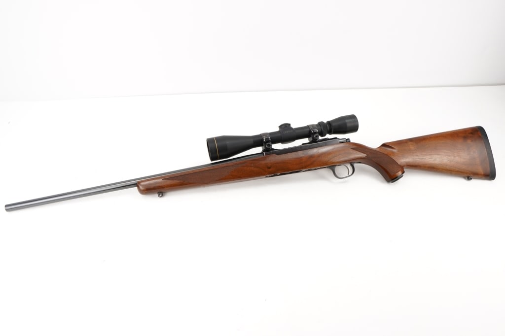 Ruger M77/22 .22 Hornet: Manufactured in 1995 with a traditional wood stock from ruger. This 77/22 is chambered in .22 hornet and features a 20” barrel paired with a leupold Varix-II 3-9x40 scope. This rifle remains in