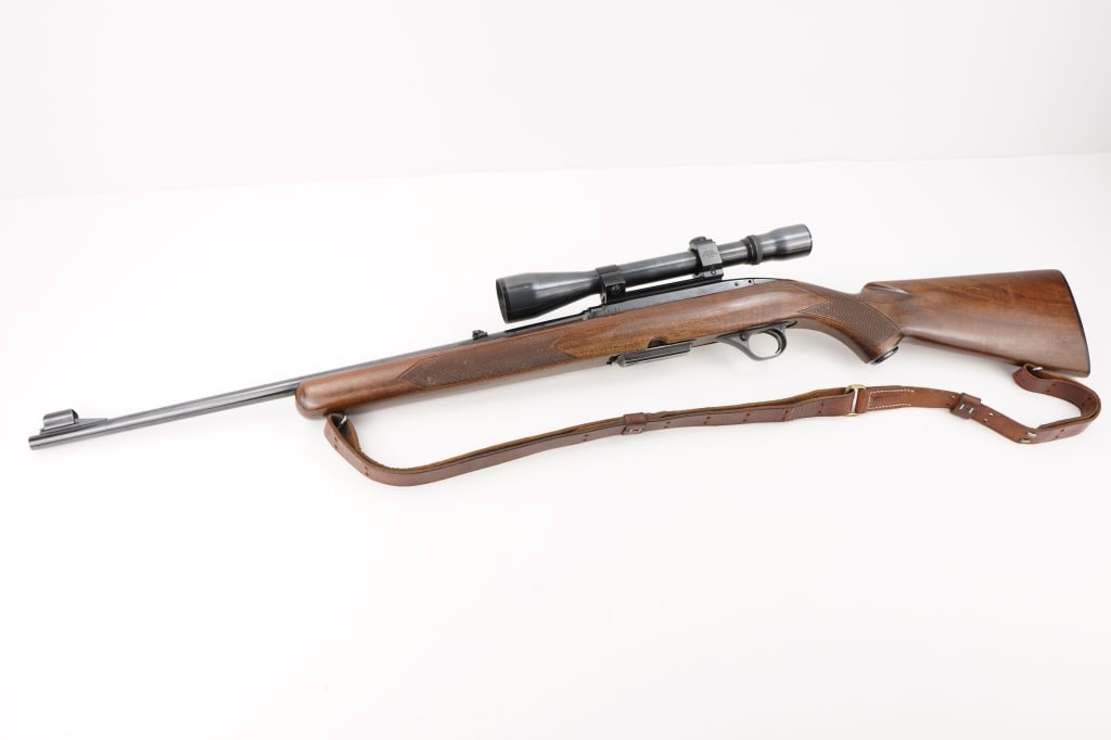 Winchester 100 308: Winchester manufactured approximately 262,838 Model 100 from 1961?1973. This Winchester 100 is a semi-automatic rifle chambered in 308 Win with a 4-plus-1 round capacity. A 22-inch barrel is topped wi