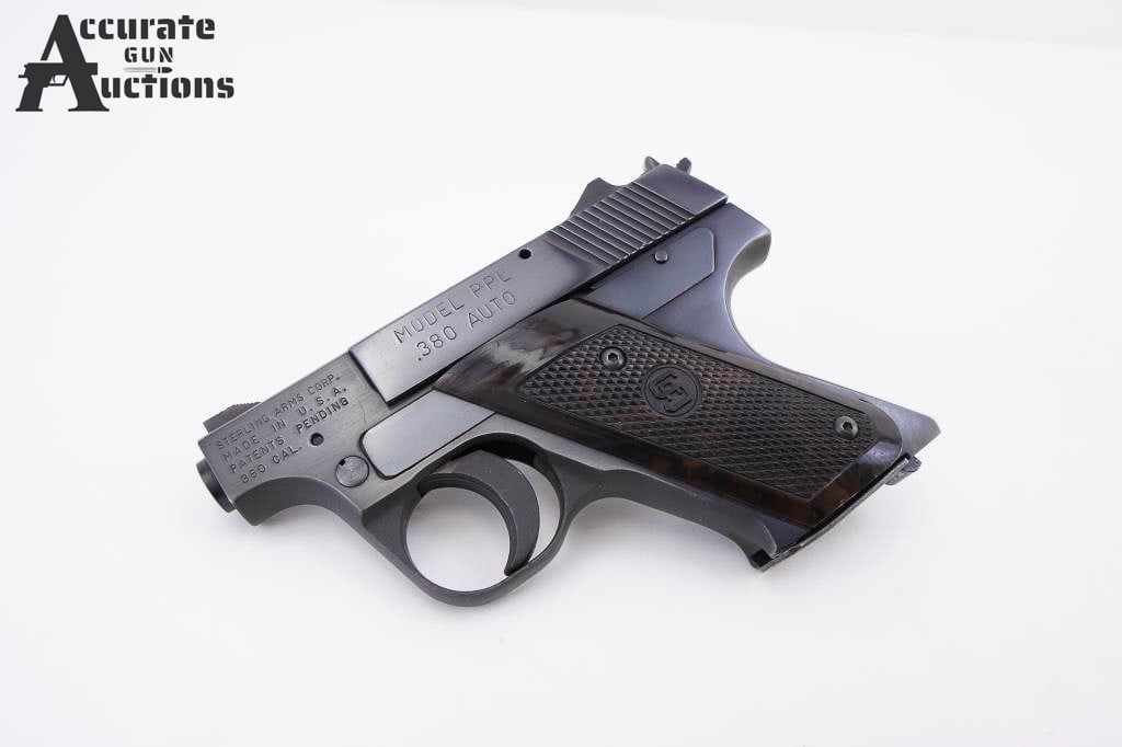 Sterling Arms Corp PPL .380 Auto "1972": This is a Sterling Arms Model PPL chambered in .380 ACP, manufactured in the United States during the 1970s. Inspired by the Walther PPK design, the PPL is a compact, double-action semi-automatic pist