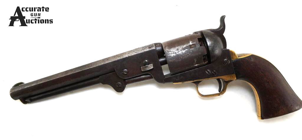 Colt 1861 Navy .36 BP: Make: Colt Model: 1861 Navy Caliber: .36 BP Action: SA Barrel: 8 Bore: Shiny Serial # 34567 Condition: Good Colt 1851 Navy .36 Cal percussion revolver. Examined by High Caliber History?s Logan Metesh.