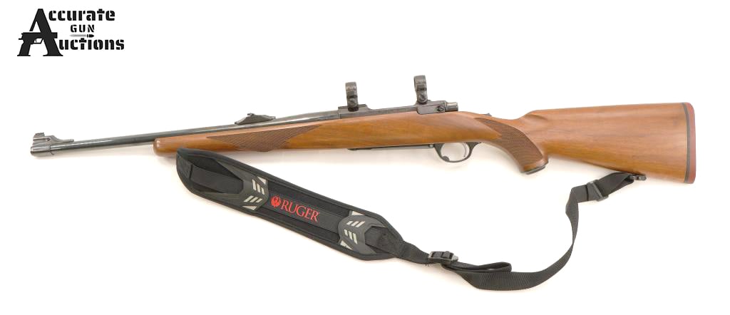 Ruger M77 .358 Win: Make: Ruger Model: M77 Caliber: .358 Win Action: Bolt Barrel: 18.5in Bore: Bright Serial # 772-46834 Condition: Good This Ruger M77 18.5? barrel in .358 Win. It has a beep blue finish, a factory