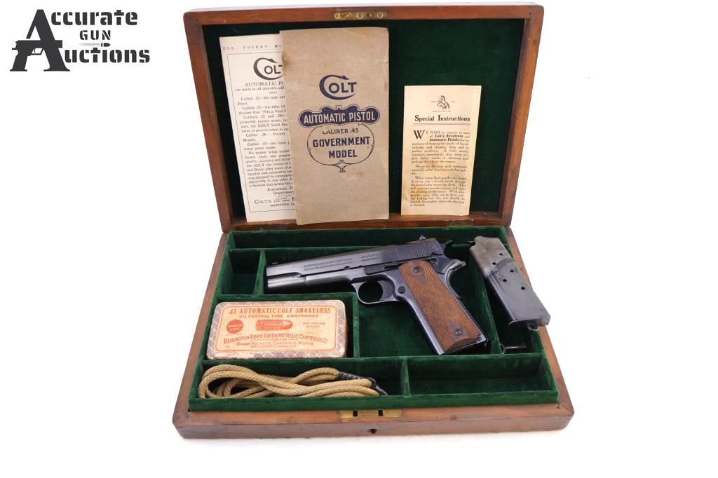 Colt Government Model .45 ACP: Make: Colt Model: Government Model Caliber: .45 ACP Action: Semi Barrel: 5 Bore: Bright Serial # C98123 Condition: Very Good "Collectors" Manufactured in 1917 during World War I for commercial sale;