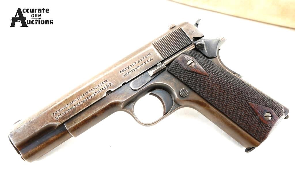 Colt Commercial Government Mod .45 ACP: Make: Colt Model: Commercial Government Mod Caliber: .45 ACP Action: Semi Barrel: 5 Bore: Frosty Serial # C48522 Condition: Good ?Collectors? Manufactured in 1916 as per serial number. This is Colt