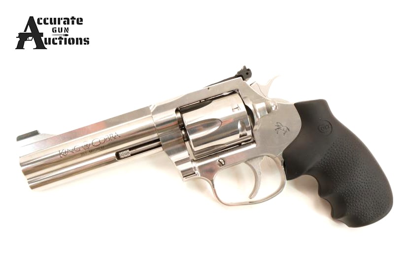 Colt King Cobra .357 MAG: Make: Colt Model: King Cobra Caliber: .357 MAG Action: DA Barrel: 4 Bore: Bright Serial # RA378722 Condition: Good The Colt King Cobra 4" (technically a 4.25" barrel) is a stainless steel, 6-round dou