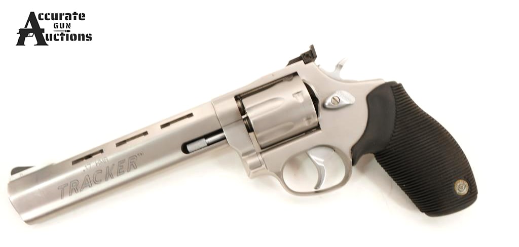 Taurus Tracker .17 HMR: Make: Taurus Model: Tracker Caliber: .17 HMR Action: DA Barrel: 6.5 Bore: Bright Serial # WH144851 Condition: Good Importer: Taurus Int MFG The Taurus Tracker 17 is a rugged, 7-round, medium-frame