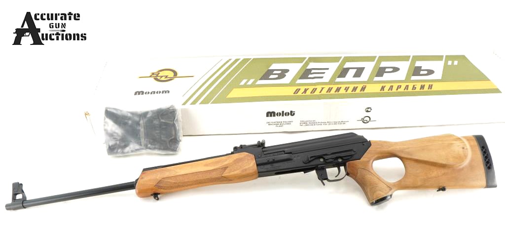 Molot Vepr 7.62x54R: Make: Molot Model: Vepr Caliber: 7.62x54R Action: Semi Barrel: 23 Bore: Bright Serial # 11VBK6930 Condition: Excellent Importer: TGi This Vepr rifle is made in Russia in 7.62X54R. With a heavier duty 