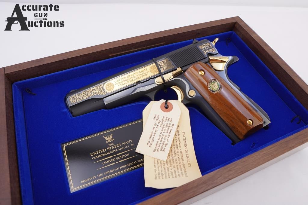 Auto-Ordnance M1911A1 US Army .45 ACP: Make: Auto-Ordnance Model: M1911A1 US Army Caliber: .45 ACP Action: Semi Barrel: 5 Bore: Bright Serial # USA1001 Condition: Excellent Manufactured by Auto-Ordnance, for The American Historical Foundat