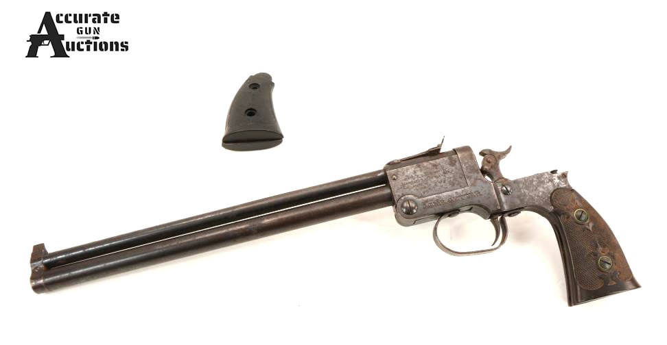 Marble Saffety Axe Co Gamegetter .22/.44 Cal: Make: Marble Saffety Axe Co Model: Gamegetter Caliber: .22/.44 Cal Action: Break Barrel: 10 Bore: Shiny Serial # 5283 Condition: Good The Marble Game Getter is a lightweight, break-action combination
