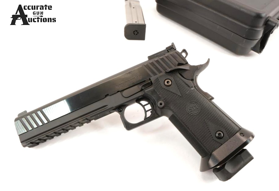 STI Perfect 10 10MM: Make: STI Model: Perfect 10 Caliber: 10MM Action: Semi Barrel: 5.75 Bore: Bright Serial # TG 19564 Condition: Excellent Collectible ! New in Box! The STI Perfect 10 is a high-capacity, double-stack