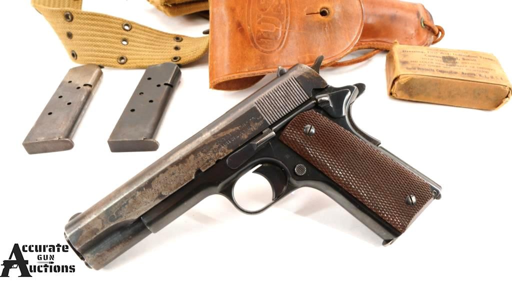 Colt 1911 US Army .45 ACP: Make: Colt Model: 1911 US Army Caliber: .45 ACP Action: Semi Barrel: 5 Bore: Shiny Serial # 526348 Condition: Good This Colt 1911 with the serial number 526348 was manufactured in 1918 as part of a U.