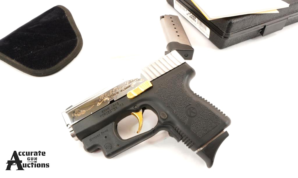 Kahr PM9 Black Rose Edition 9mm: Make: Kahr Model: PM9 Black Rose Edition Caliber: 9mm Action: Semi Barrel: 2 Bore: Bright Serial # ID2017 Condition: Very Good 2 magazines, factory box holster and 3 boxes of ammo. Update Coming Soon!