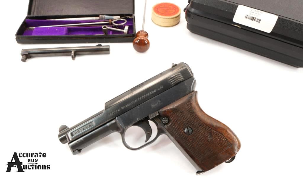 Mauser Werke AG / NVI 1934 7.65/32ACP: Make: Mauser Werke AG / NVI Model: 1934 Caliber: 7.65/32ACP Action: Semi Barrel: 3.4 Bore: Bright Serial # 567152 Condition: Very Good In 1934, Mauser introduced a final version of the Model