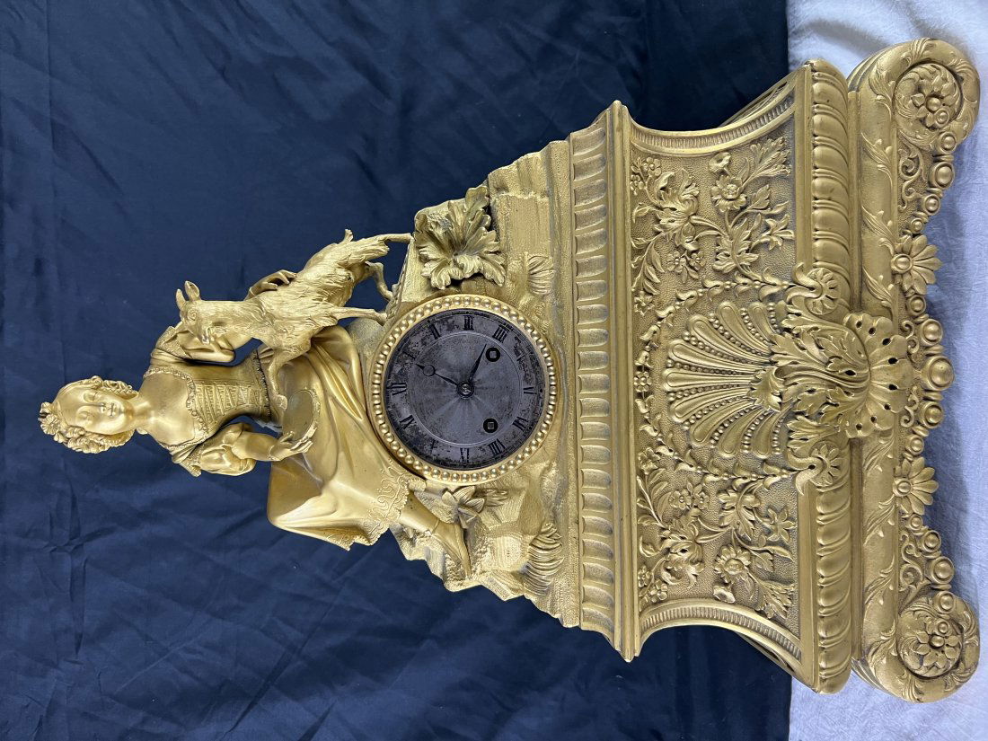 19c Antique French Dore Gilt Bronze Mantle Clock (1 of 6)