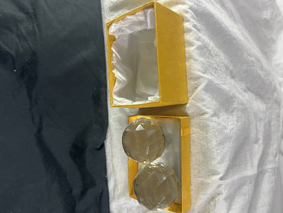 Pair of Crystal Chinese Mediation Balls: Each ball measures 2 1/2" Diameter. Unsigned with gift and storage box. In perfect Condition. Each ball 8ozShipping available