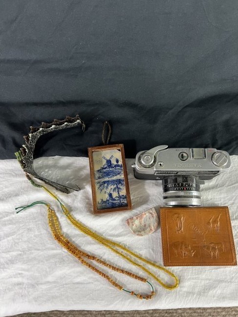 Agate Antique Prayer and Meditation Beads: Yashica Range Finder 35 mm camera not working, hand painted ceramic Hollandian wall art, Genuine Leather African Wallet, Meditation Marble StoneShipping available $