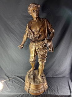 Huge19th Century Antique French Bronzed Spelter by F Million Circa 1875: Pheasant casting seeds. Bronzed Spelter. Signed and Inscribed. 41" x 19" x 15" 39lbCan facilitate the shipping of this item with the third party driver to avoid the cost of shipping for a large