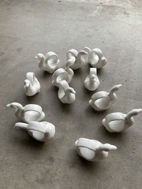 White Ceramic Duck Napkin Rings (1 of 1)