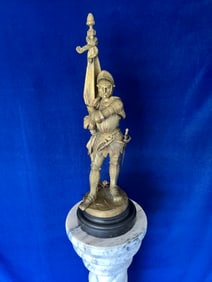 Medeaval guardsmen with full armor gilt bronze sculpture