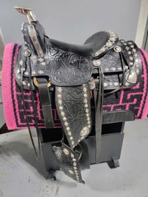 important Silver mount parade saddle  dated 1960 loaded with silver