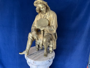 Rembrandt gilt Bronze Sculpture 31 LBs most likely by Albert Ernest Carrier Belleuse