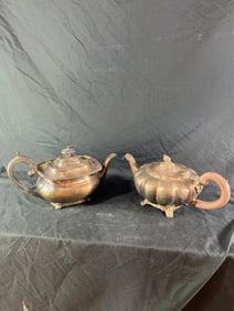 2&nbsp; antique Tea pots with wooden handles
