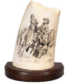 Mammal scrimshaw carving