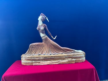 After Demetre Haralamb chiparus carved bronze sculpture, amazing face