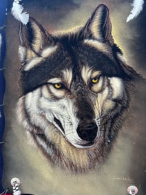 Wolf oil painting by Navajo artist