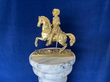 Equesterian dore Bronze Sculpture of king of France, heavily detailed,low reserve