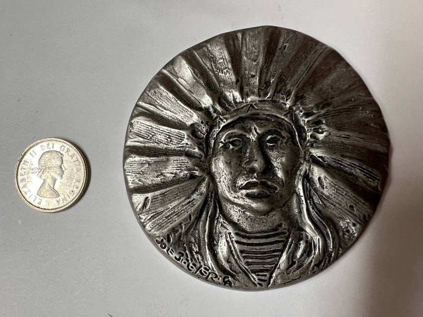 Joe Beeler Pewter Medallion: Eddie Basha Pewter Medallion 3 1/8 in