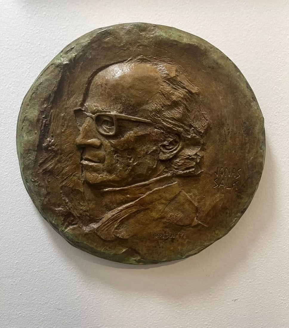 Barbara Beretich large bronze relief wall sculpture of Jonas Salk (1 of 7)
