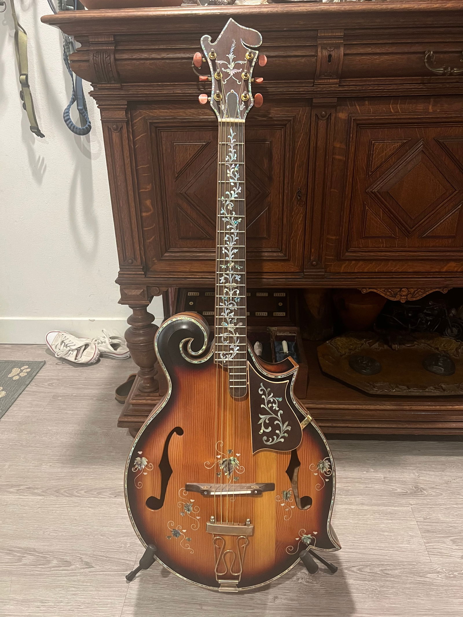 Beautiful vintage Mandolin Guitar profusely inlaid with Mother of Pearl and Abalone (1 of 20)