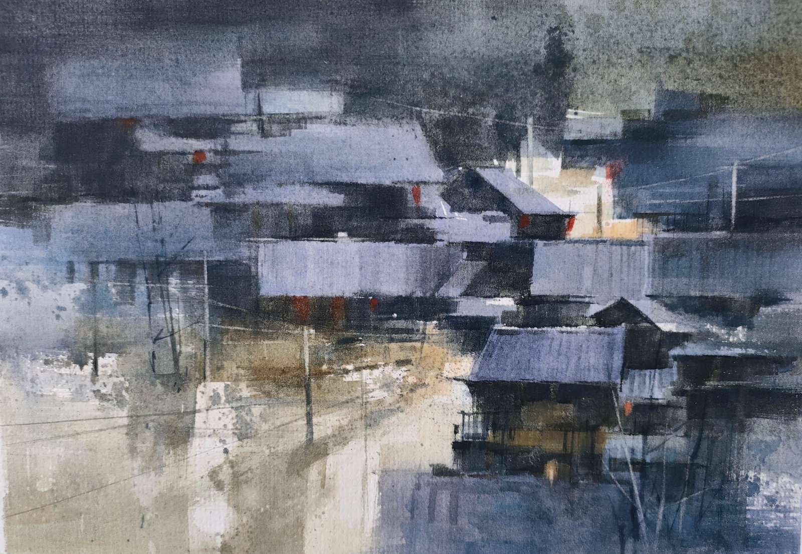Song Shuyu Landscape Watercolor Unmounted 2016: Song Shuyu is one of the leading figures in Contemporary Chinese Watercolor Painting. His watercolor work titled, "Fading?Years" won the Excellence Award at the 9th National Fine Arts Exhibition, an e